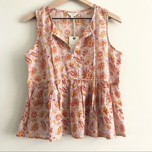 Lucky Brand Paisley Baby Doll Top Size Medium